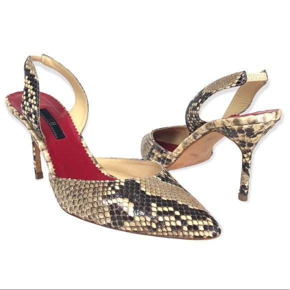 Carolina Herrera Shoes - Carolina Herrera size 39 Snake Skin Sling Back High Heel Pumps